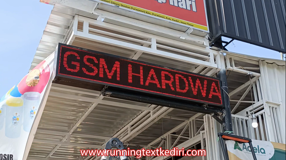<p>Running text dengan ukuran 36x196cm bolak-balik warna merah merupakan running text yang sangat dominan di gunakan dan di pakai di semua kalangan. Kami mengirimkan ke Purwoasri Kediri dengan harga yang lebih murah.</p>